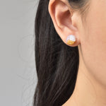 Trio Stud Earrings in Purple and Topaz Model