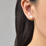Trio Stud Earrings in Purple and Topaz Model