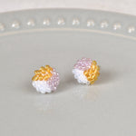 Trio Stud Earrings in Purple and Topaz Plate