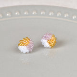 Trio Stud Earrings in Purple and Topaz Plate