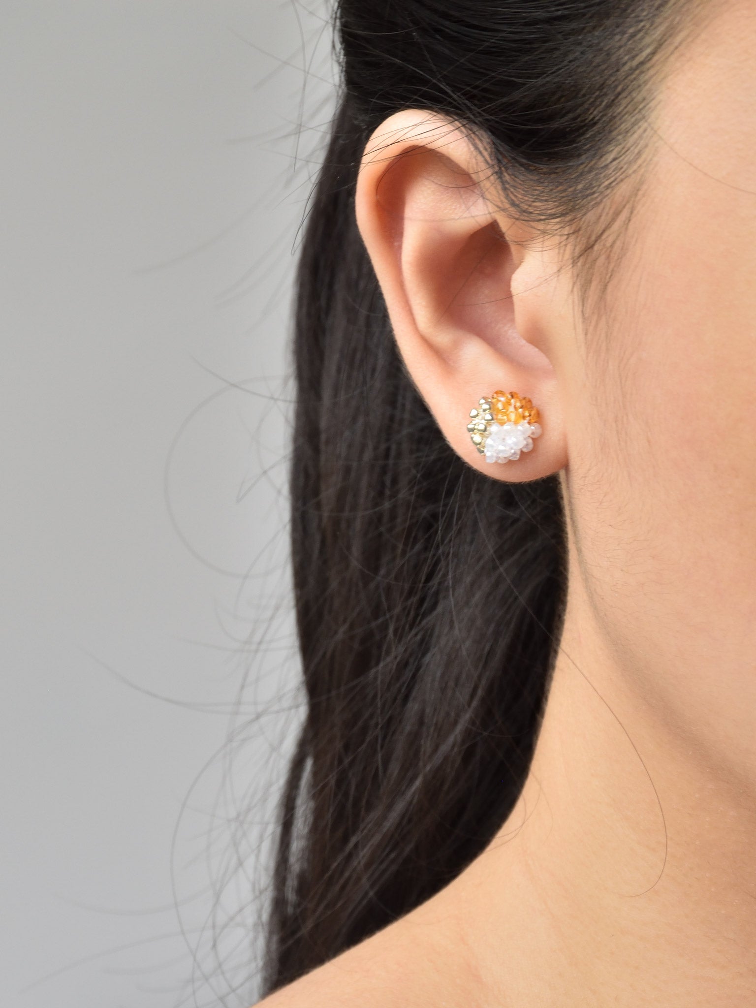 Trio Stud Earrings in Topaz Model
