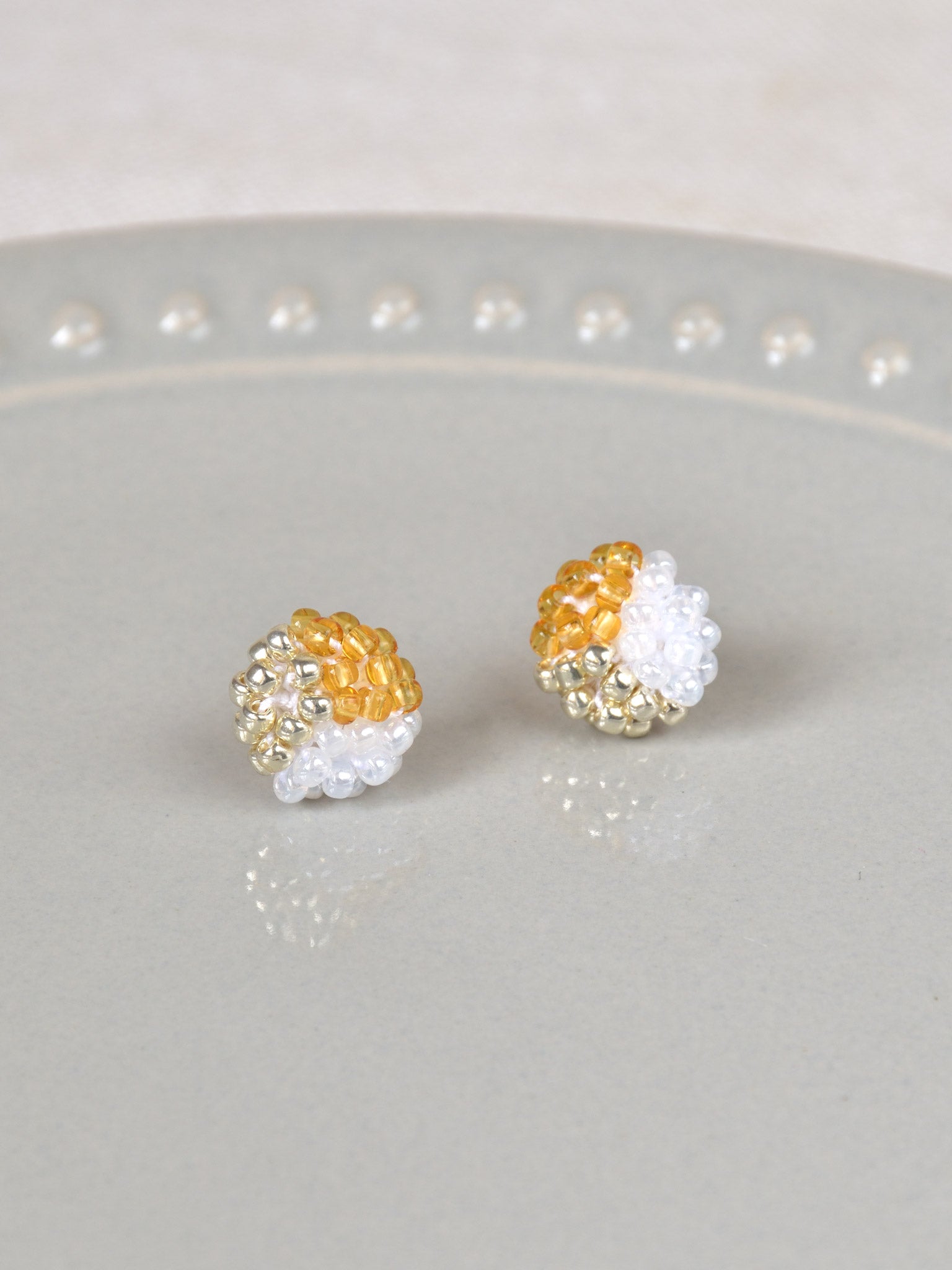 Trio Stud Earrings in Topaz Plate
