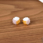Trio Stud Earrings in Purple and Topaz Wood Display