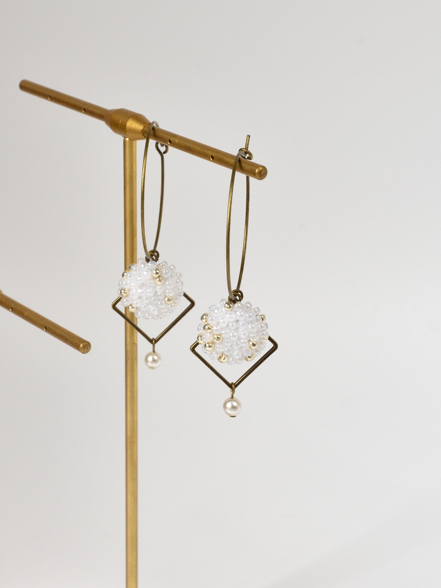 Victoi Pearl Beaded Hoop Earrings Front