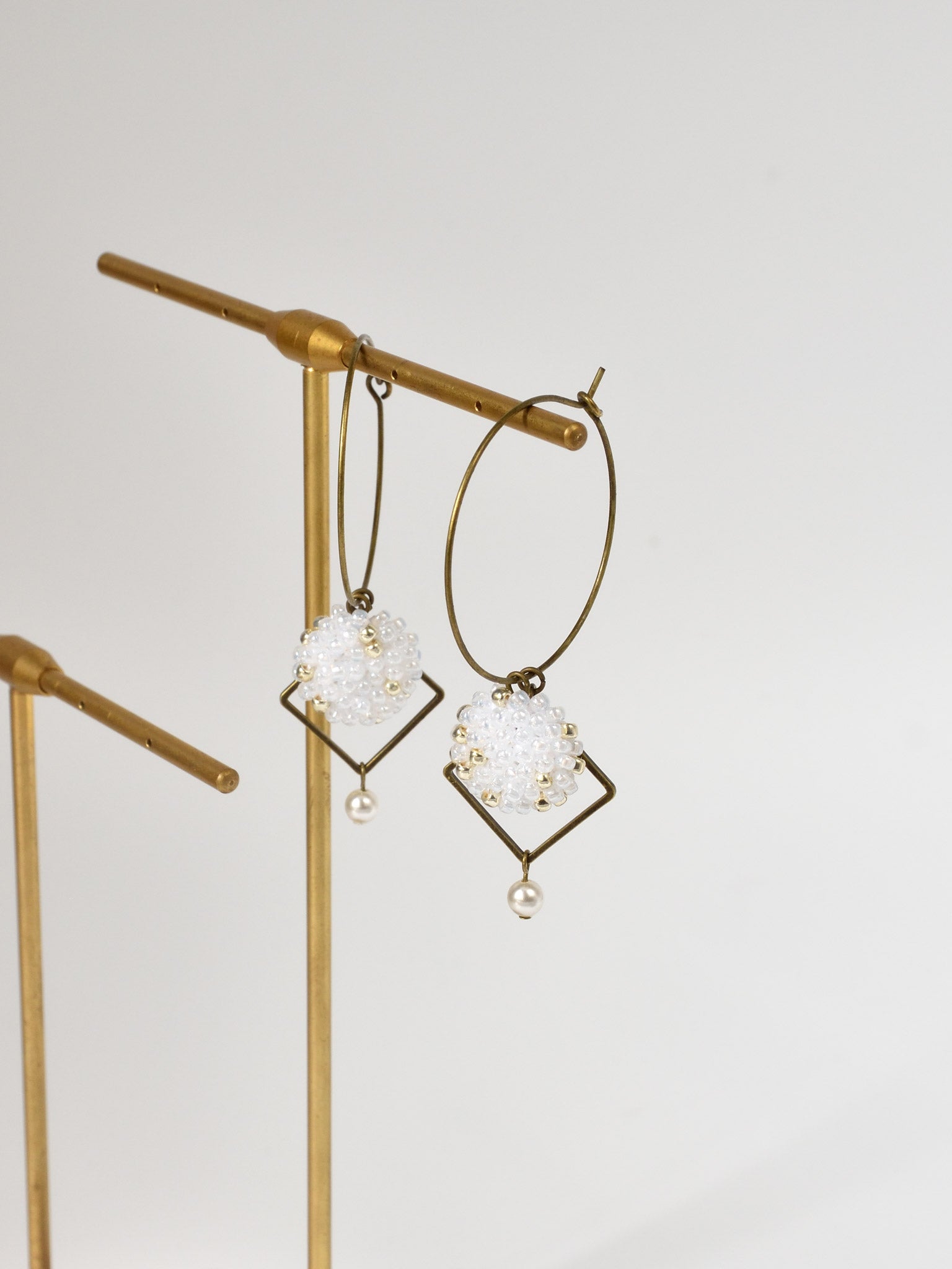 Victoi Pearl Beaded Hoop Earrings Left