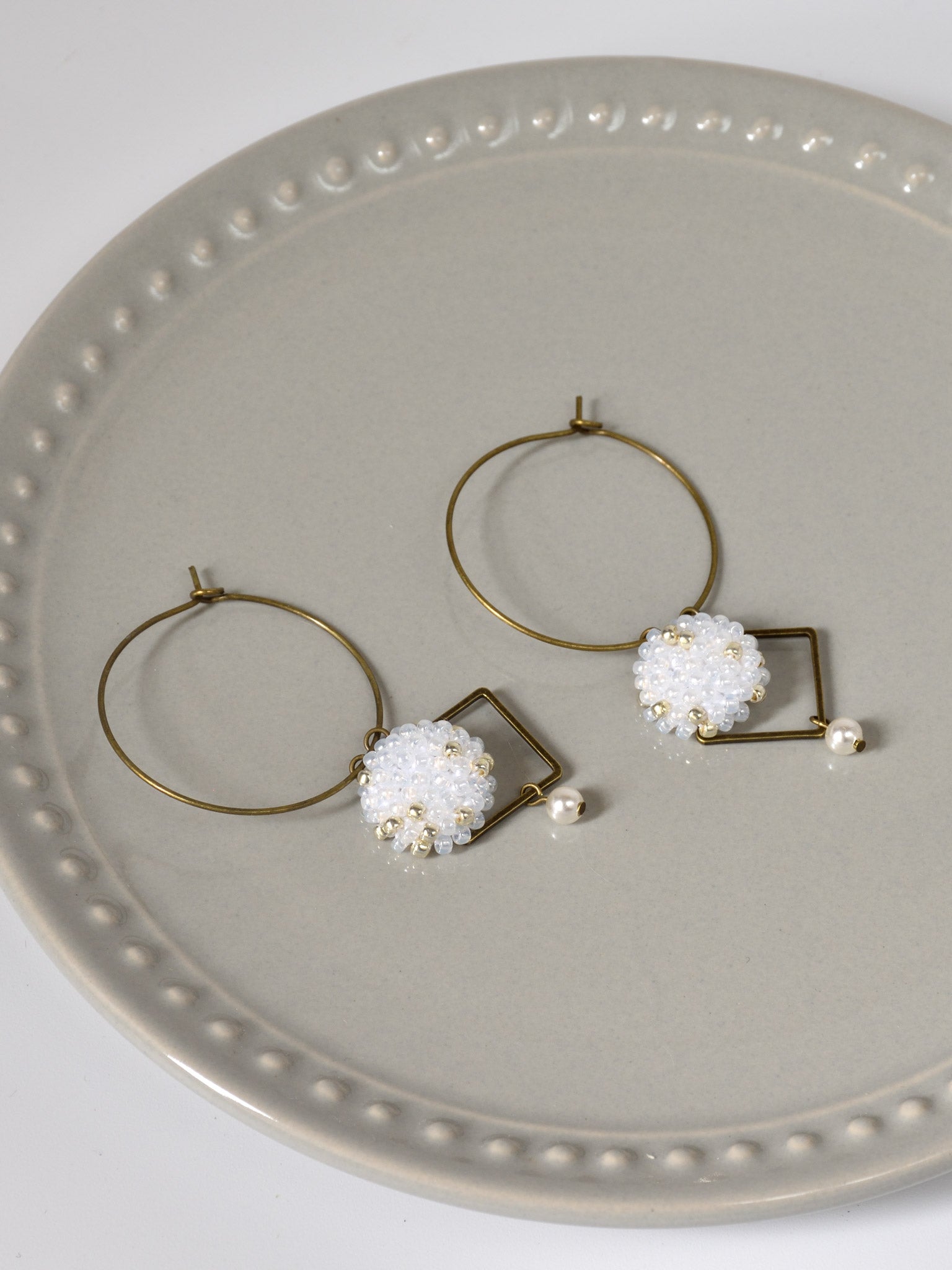 Victoi Pearl Beaded Hoop Earrings Top 2