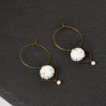 Victoi Pearl Beaded Hoop Earrings Top