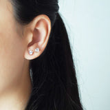 Zircon Stud Earrings in White Model